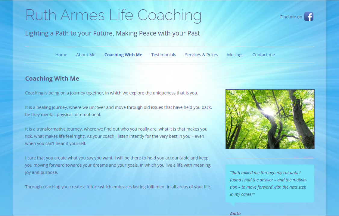 Ruth Armes Life Coaching Website by Jack Jones Web Design